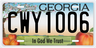 GA license plate CWY1006