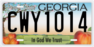 GA license plate CWY1014