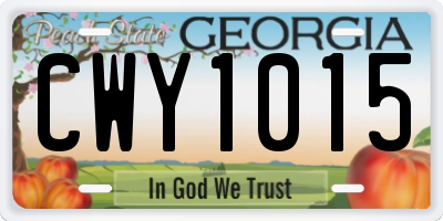 GA license plate CWY1015