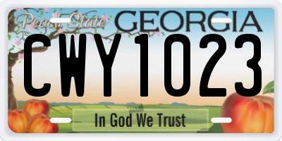 GA license plate CWY1023