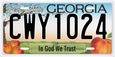 GA license plate CWY1024