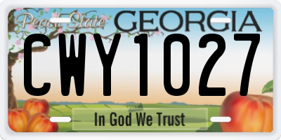 GA license plate CWY1027