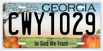 GA license plate CWY1029