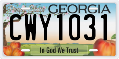 GA license plate CWY1031