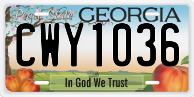 GA license plate CWY1036