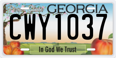 GA license plate CWY1037