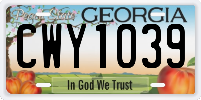 GA license plate CWY1039