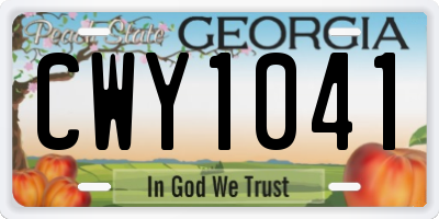 GA license plate CWY1041