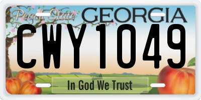 GA license plate CWY1049