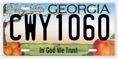 GA license plate CWY1060