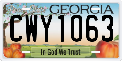 GA license plate CWY1063