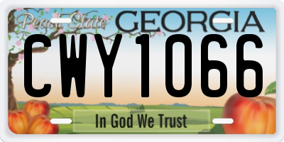 GA license plate CWY1066