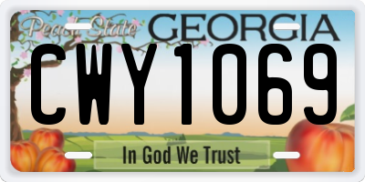 GA license plate CWY1069