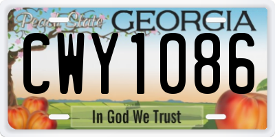 GA license plate CWY1086