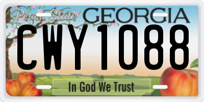 GA license plate CWY1088