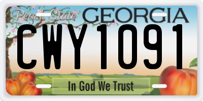 GA license plate CWY1091
