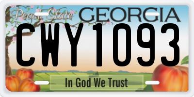 GA license plate CWY1093