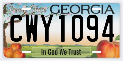 GA license plate CWY1094