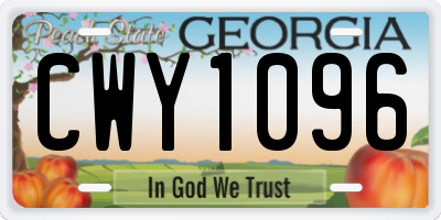 GA license plate CWY1096