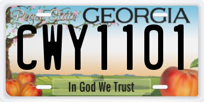 GA license plate CWY1101