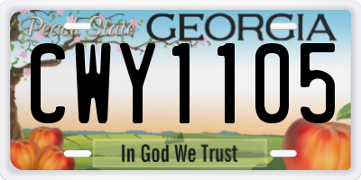 GA license plate CWY1105