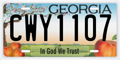 GA license plate CWY1107