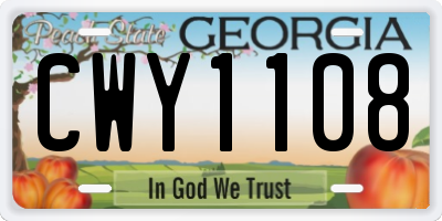 GA license plate CWY1108