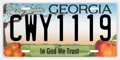 GA license plate CWY1119
