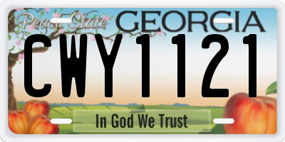 GA license plate CWY1121