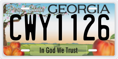 GA license plate CWY1126