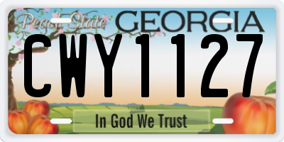 GA license plate CWY1127