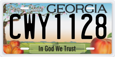 GA license plate CWY1128
