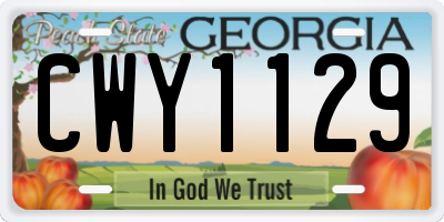 GA license plate CWY1129