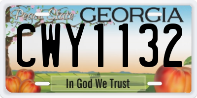 GA license plate CWY1132