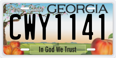 GA license plate CWY1141