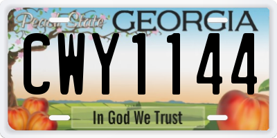 GA license plate CWY1144