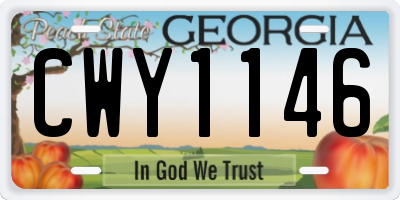 GA license plate CWY1146