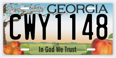 GA license plate CWY1148