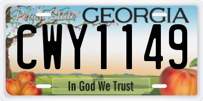 GA license plate CWY1149