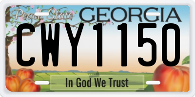 GA license plate CWY1150