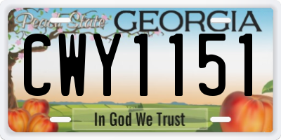 GA license plate CWY1151