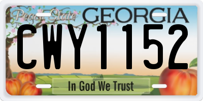 GA license plate CWY1152
