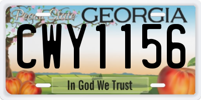 GA license plate CWY1156