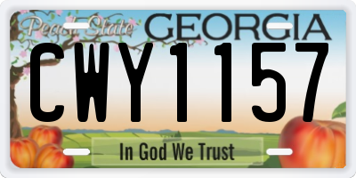 GA license plate CWY1157