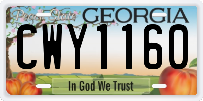GA license plate CWY1160