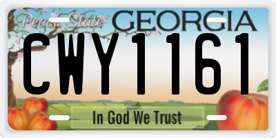 GA license plate CWY1161