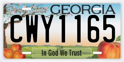 GA license plate CWY1165