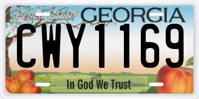 GA license plate CWY1169