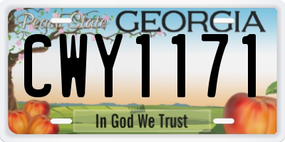 GA license plate CWY1171