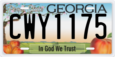 GA license plate CWY1175